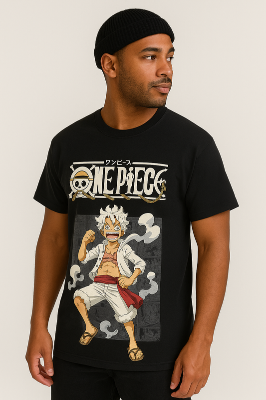 Gear 5 Luffy Oversized T-Shirt – One Piece Manga Edition (Black)